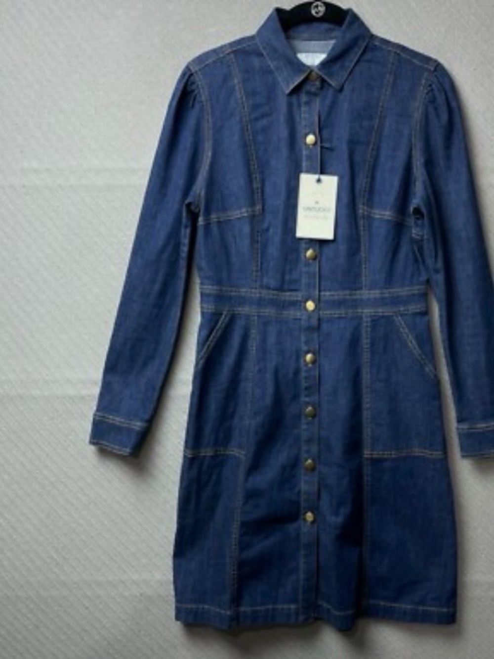UNTUCKit Dark Blue Denim Button-Front Women’s Jean Dress - Picture 7 of 9